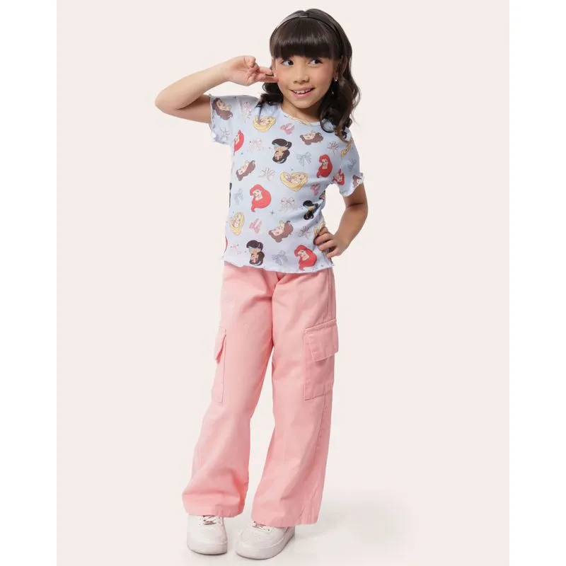 Calça Cargo Sarja Infantil Rosa 4