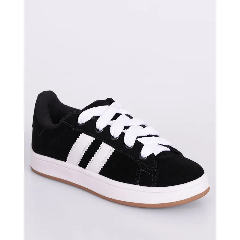 Tênis Infantil Casual com Recortes Preto 32
