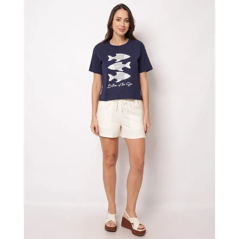 Short Feminino Viscolinho Bolsos Carpinteiro Off White M
