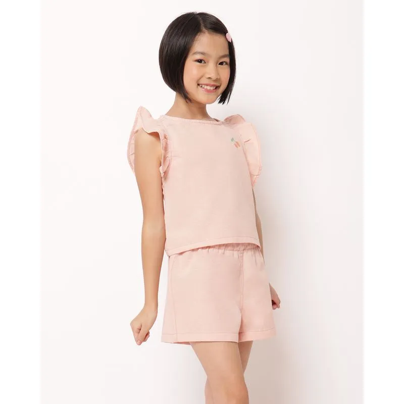 Conjunto Sarja Infantil Curto Bordado Rosa 8