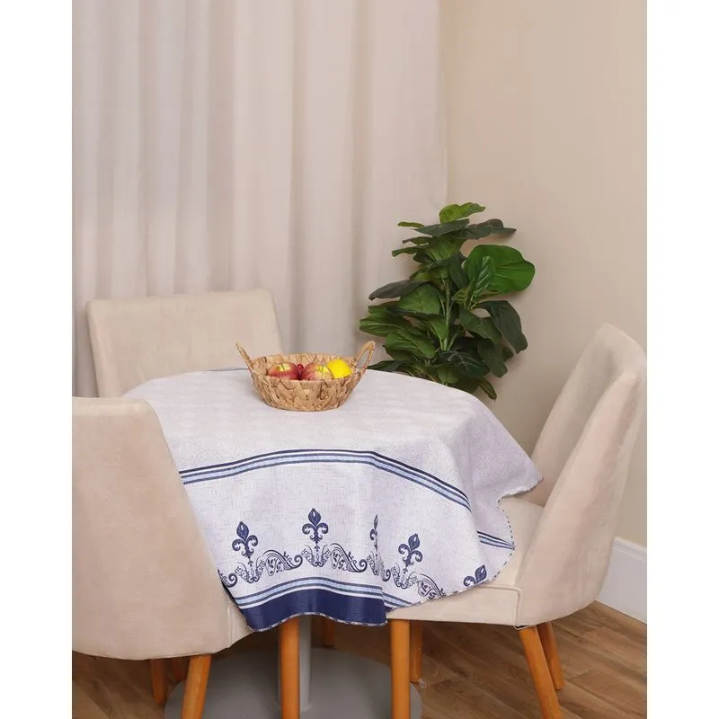 Toalha De Mesa Redonda Raner Estampada Cinza UN