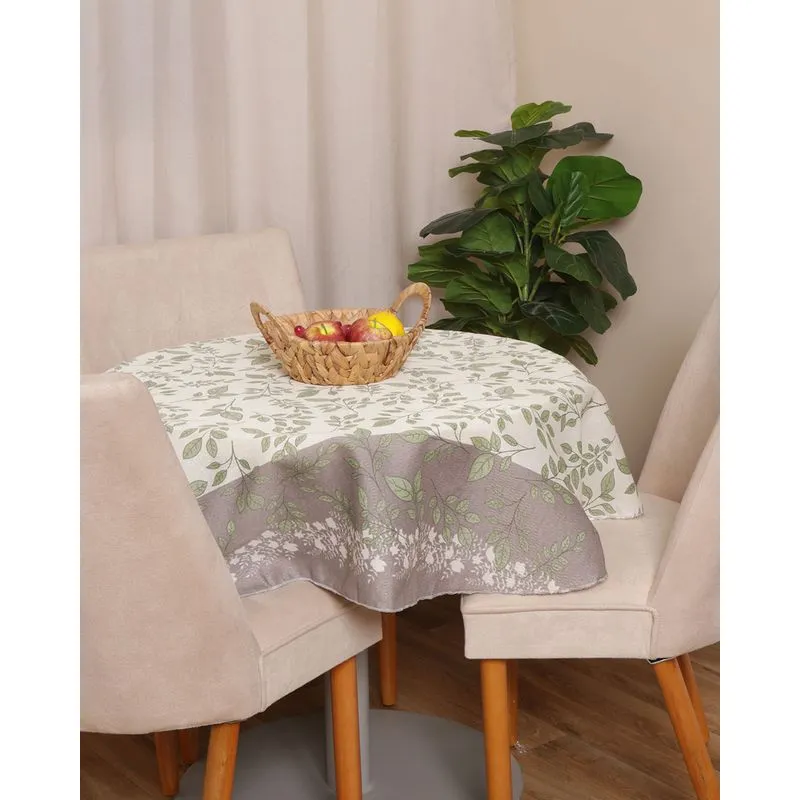 Toalha De Mesa Redonda Raner Estampa Folhagens Off White UN