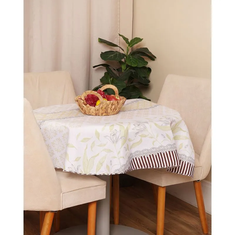 Toalha de Mesa Redonda Raner 140cm Estampada Branca UN