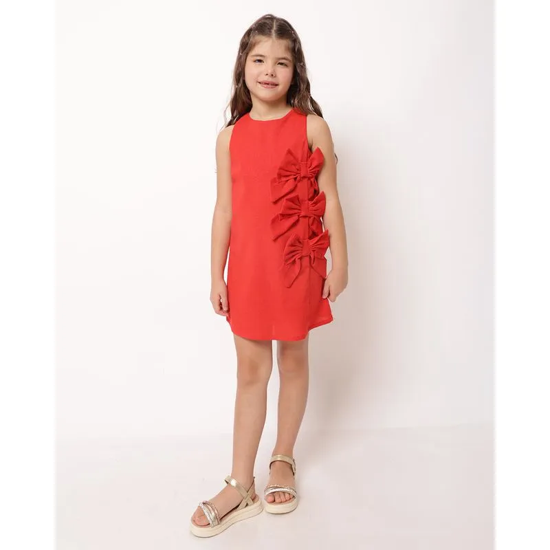 Vestido Infantil Curto com Laços Laterais Vermelho 6