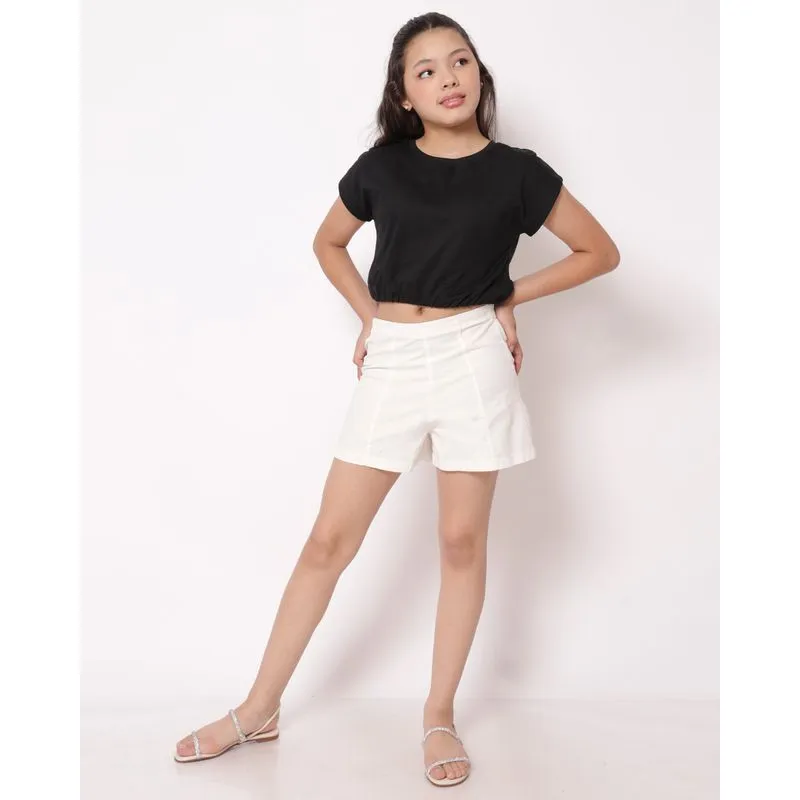 Short Sarja Juvenil com Brilhos Off White 16