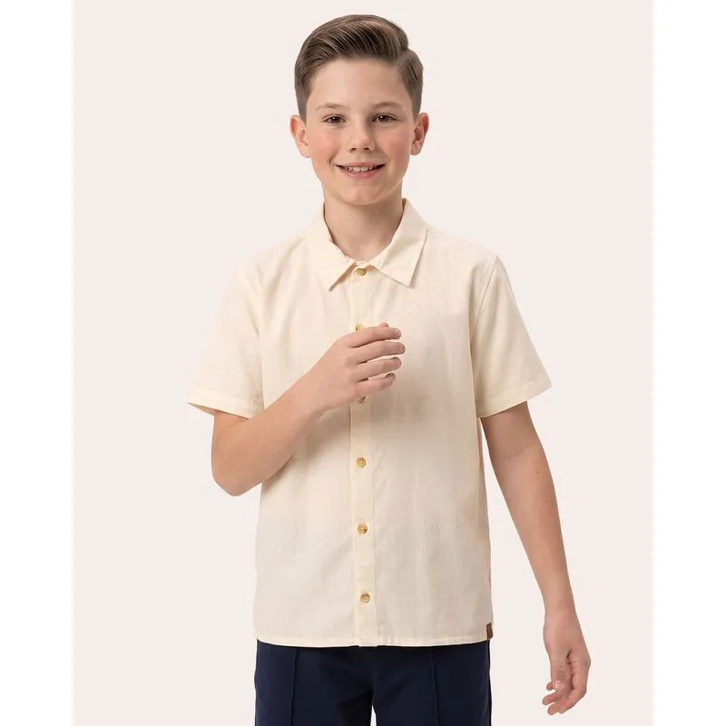 Camisa Juvenil com Botões Manga Curta Off White 4