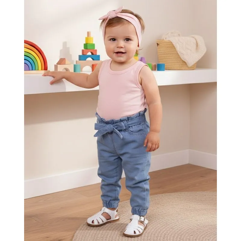 Calça Bebê Jogger Liocel Cós Clochard Laço Azul G