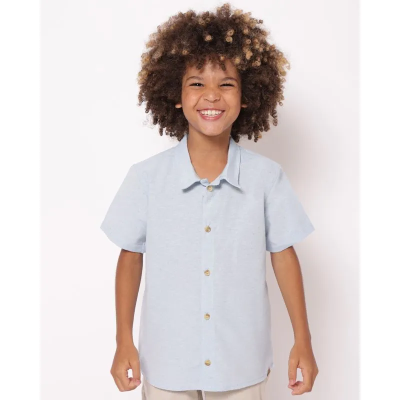 Camisa Infantil Texturizada Manga Curta Azul 6