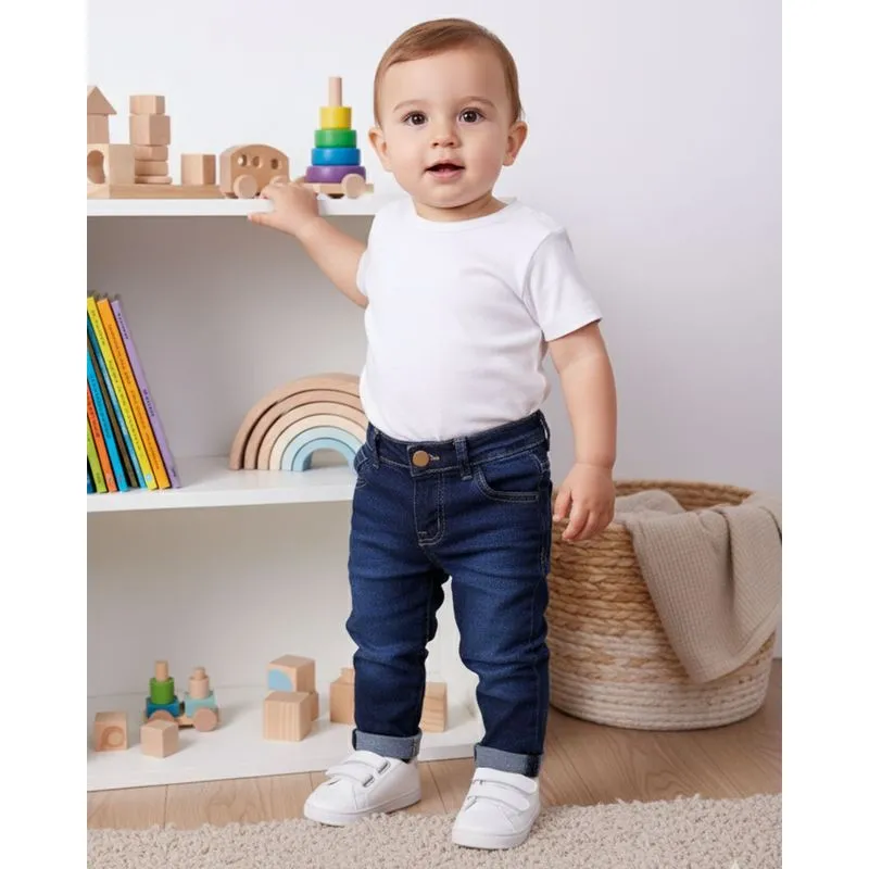 Calça Jeans Bebê Skinny com Bolsos Azul M