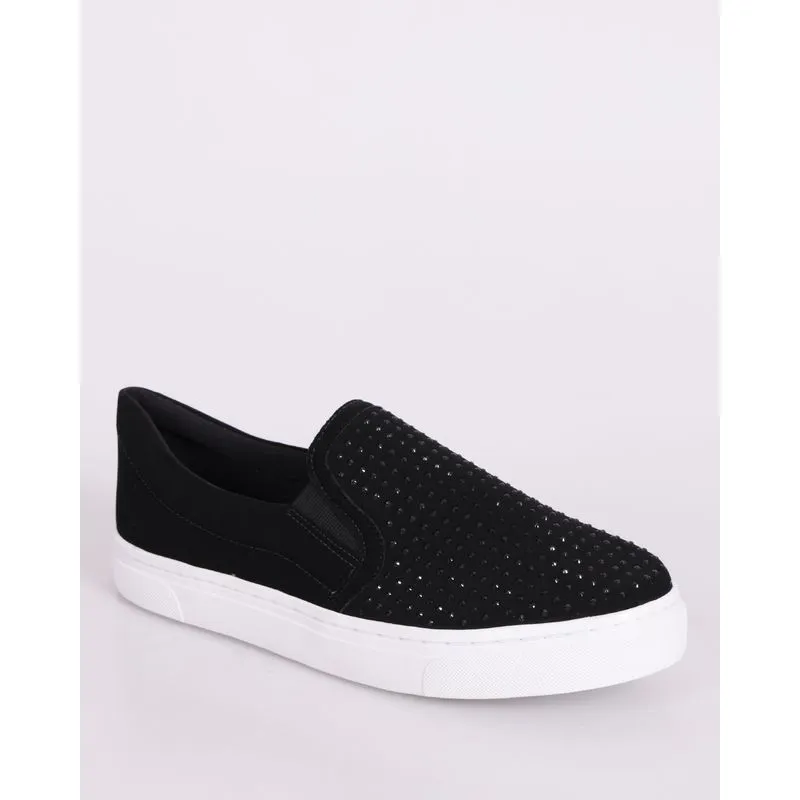 Tênis Feminino Slip On Donatta com Aplicações Preto 35
