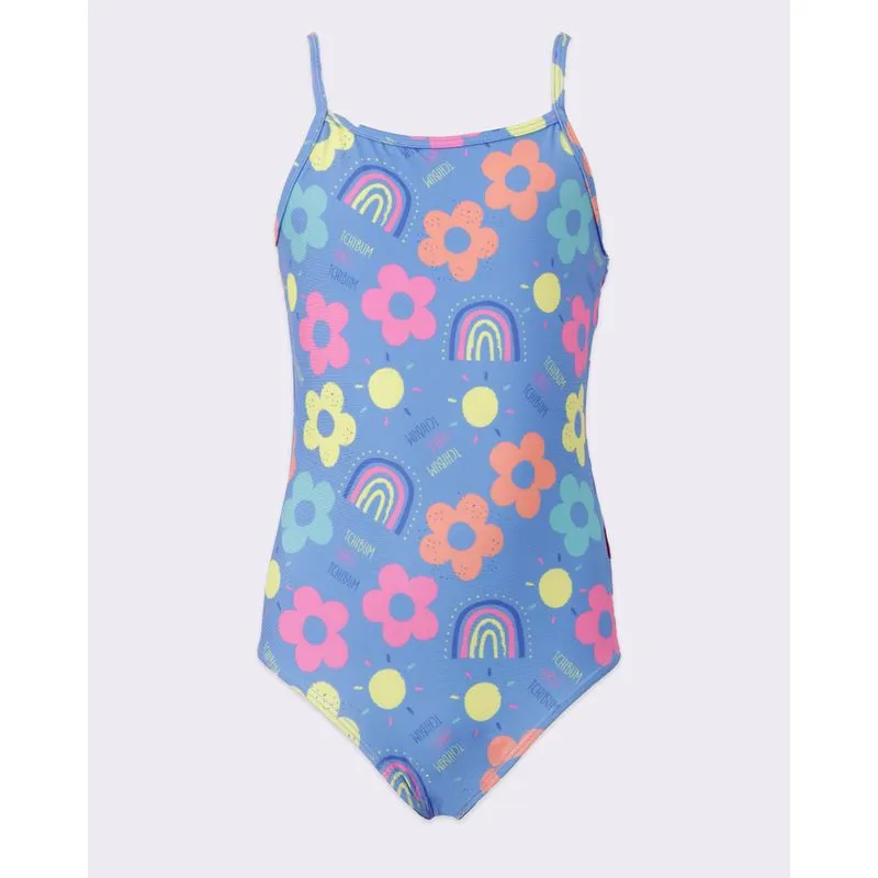 Maiô Infantil De Alcinha Estampado Proteção UV50+ Azul 10