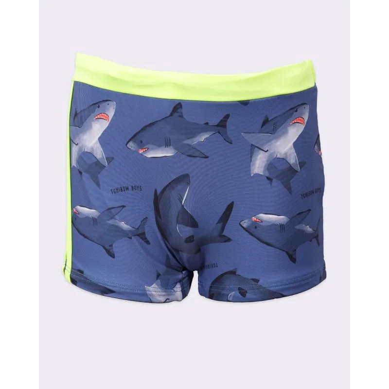 Sunga Infantil Kamylus Boxer Estampada Tubarão Azul 8