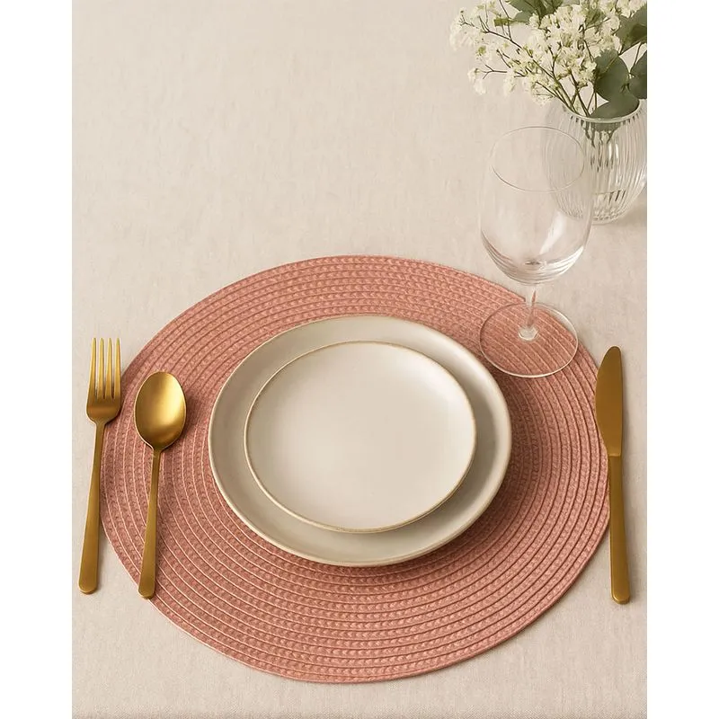 Lugar Americano Redondo 36cmx36cm Texturizado Rosa UN