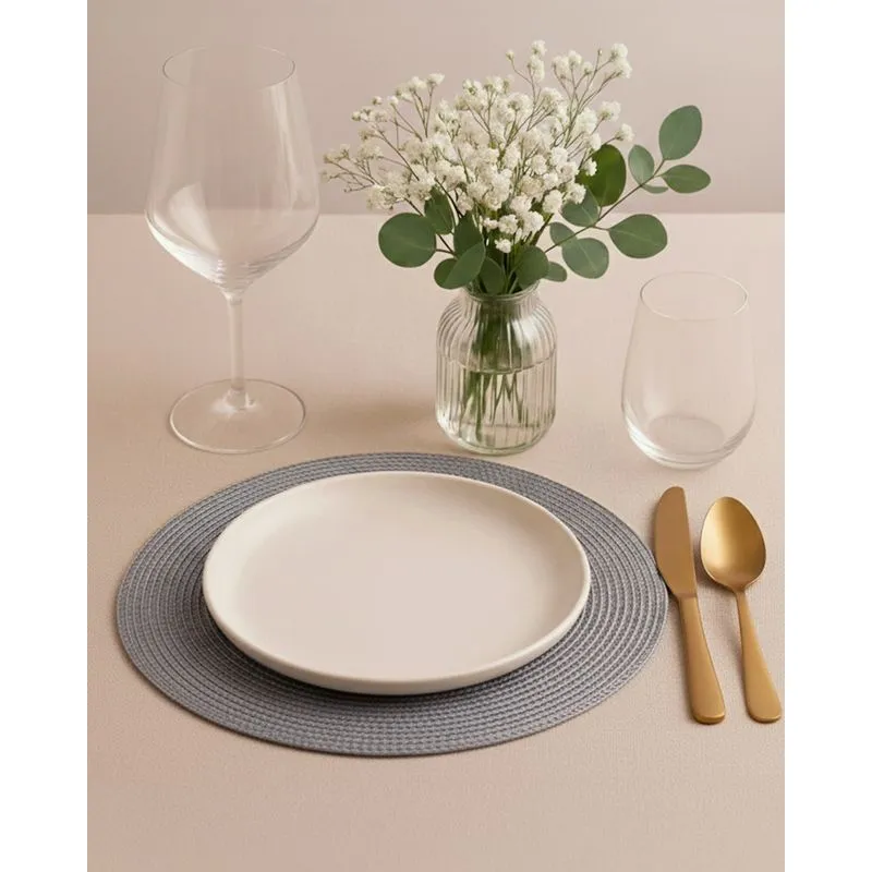 Lugar Americano Redondo 38cm Texturizado Cinza UN