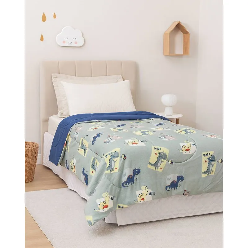 Coberdrom Infantil Arte & Cazza 140cmx220cm Dinossauro Verde UN