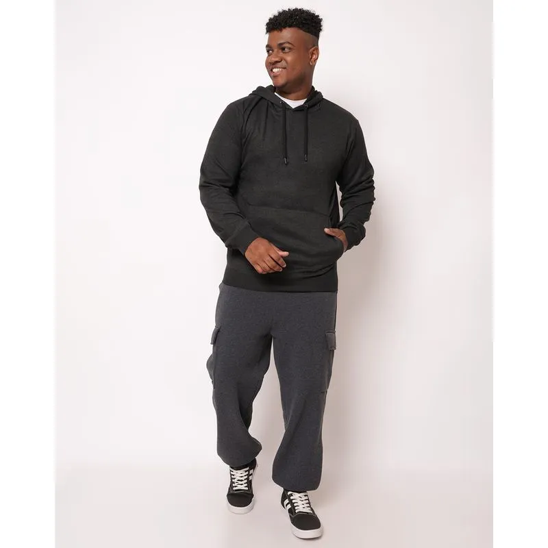 Calça Moletom Plus Size Masculina Jogger Cargo Cinza G2