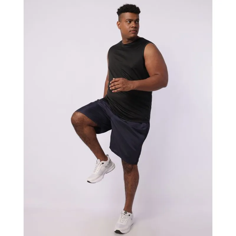 Kit 2 Bermudas Esportiva Plus Size Masculina Preta e Marinho G3