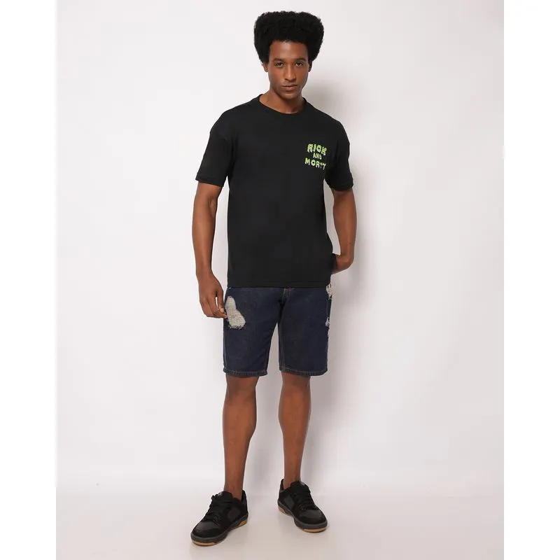 Bermuda Jeans Masculina Reta Destroyed com Bolsos Azul 42
