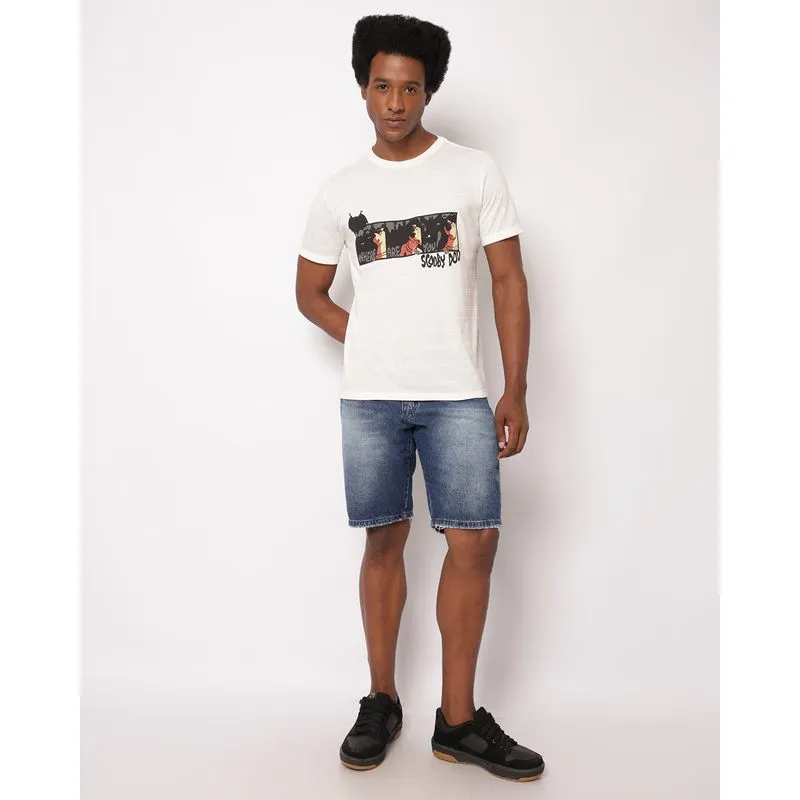 Bermuda Jeans Masculina Reta Estonada com Bolsos Azul 42
