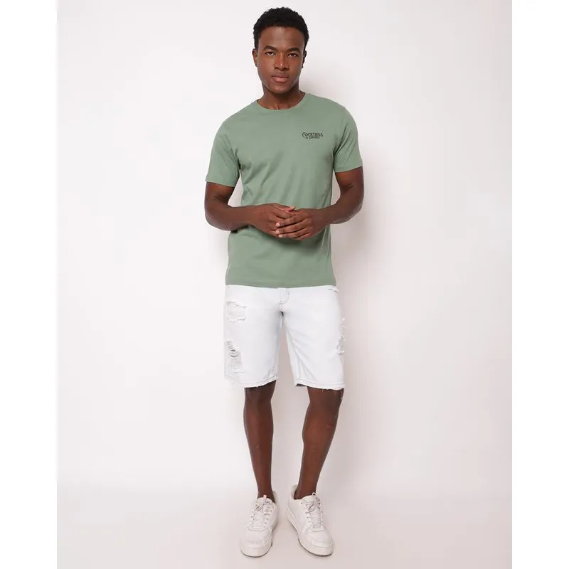 Bermuda Jeans Masculina Reta Destroyed com Bolsos Azul 52
