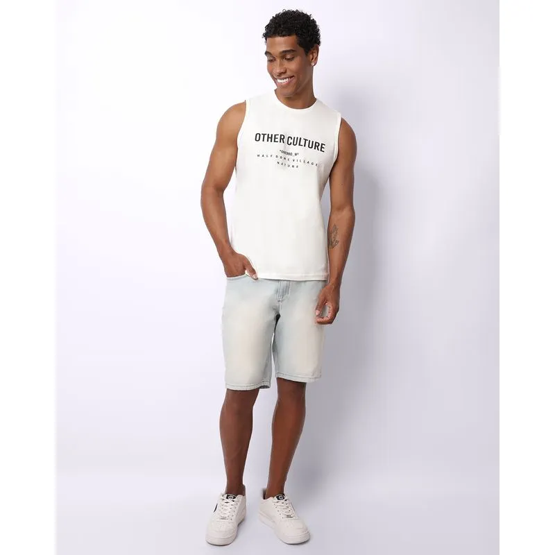 Bermuda Masculina Jeans Reta com Bolsos Azul Claro 36