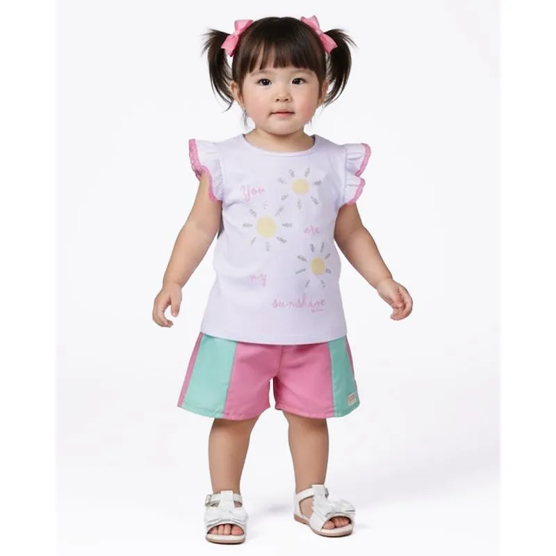 Conjunto Bebê Estampa Frontal com Strass Manga Curta Branco 4