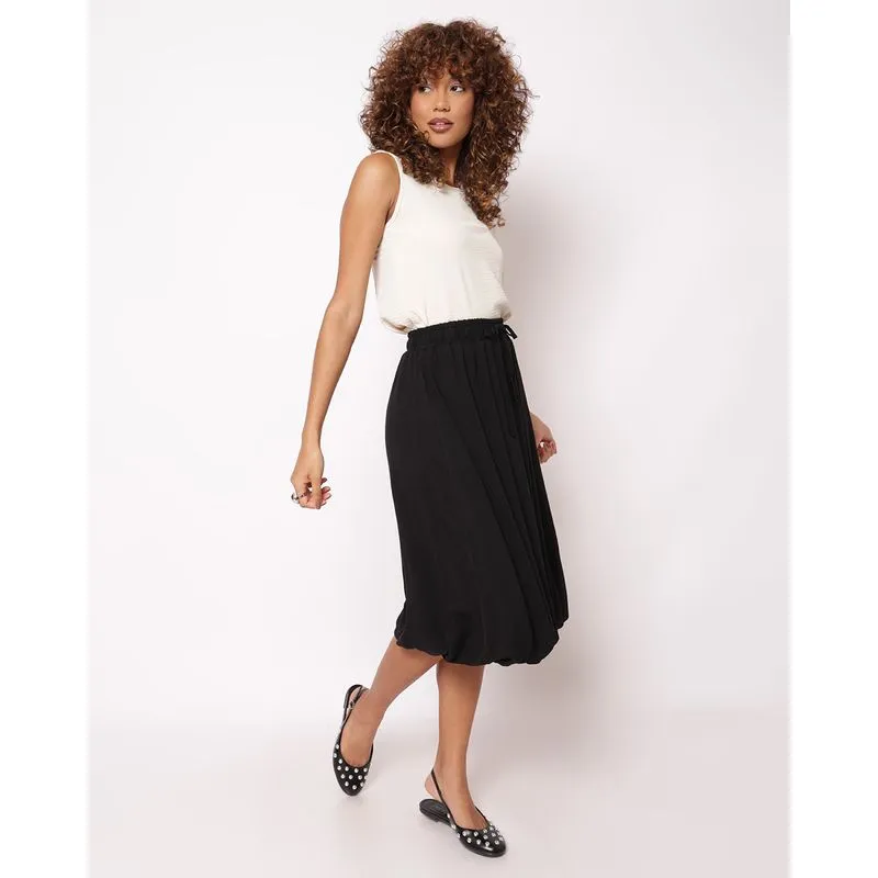 Saia Feminina Midi Viscose Balonê Preta G