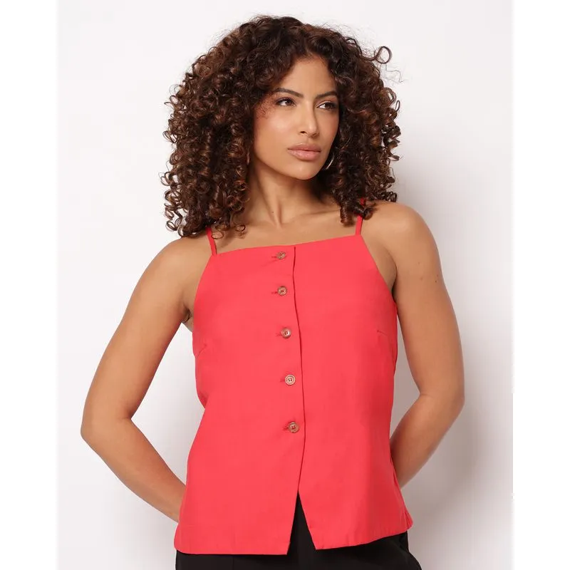 Blusa Feminina Alcinhas com Botões Vermelha G