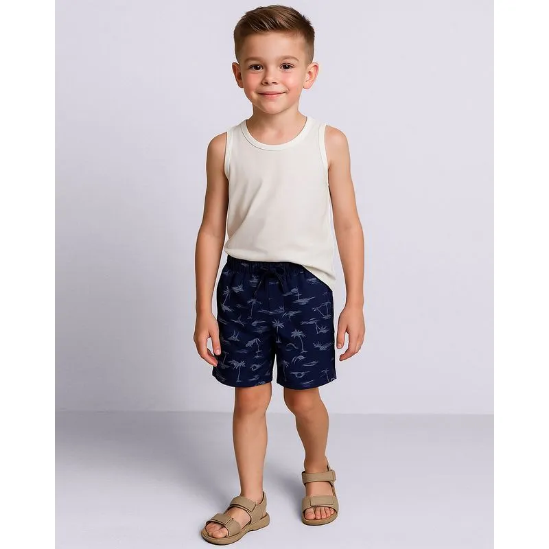 Bermuda Infantil Estampa Tropical com Bolsos Marinho 6