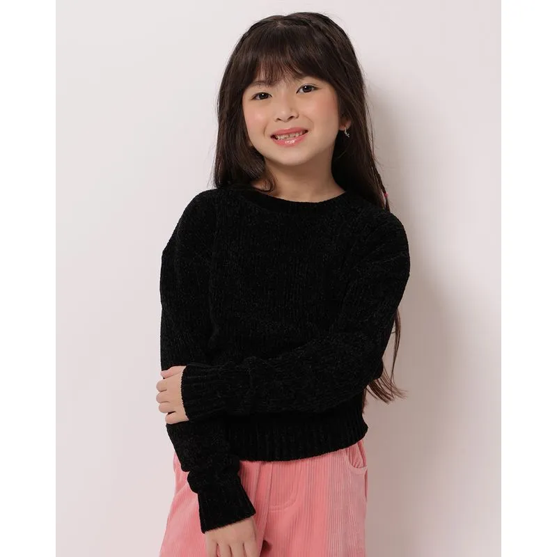 Suéter Tricô Infantil Chenille com Lurex Preto 4