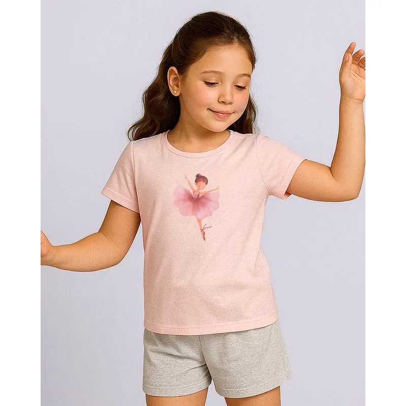 Pijama Infantil Curto Estampa Bailarina Rosa 8