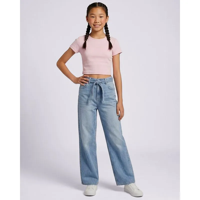 Calça Jeans Juvenil Reta com Cordão Azul 10
