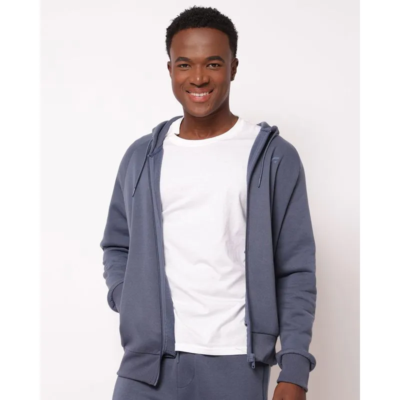 Jaqueta Moletom Esportiva Masculina com Capuz Azul GG