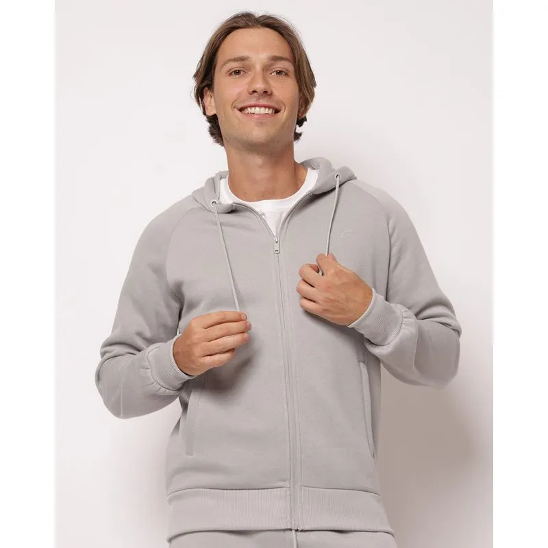 Jaqueta Moletom Esportiva Fitter Masculina Manga Raglan Cinza M