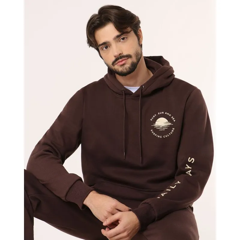 Blusão Moletom Masculino com Capuz Marrom G