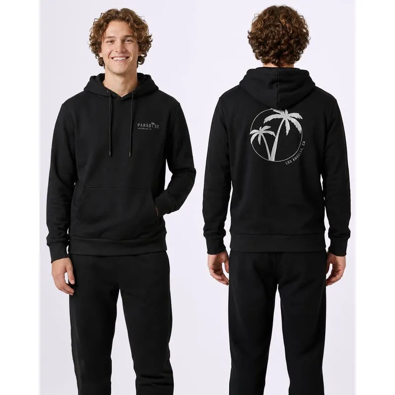 Blusão Moletom Masculino com Capuz Bolso Canguru Preto PP