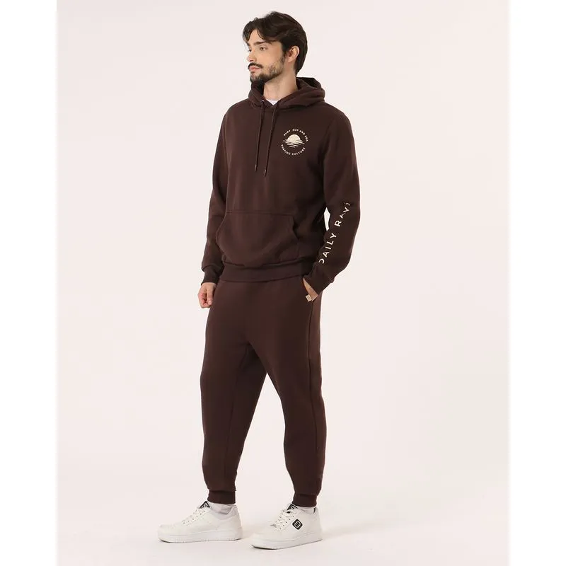 Calça Moletom Masculina Jogger Pelúciada com Bolsos Marrom M