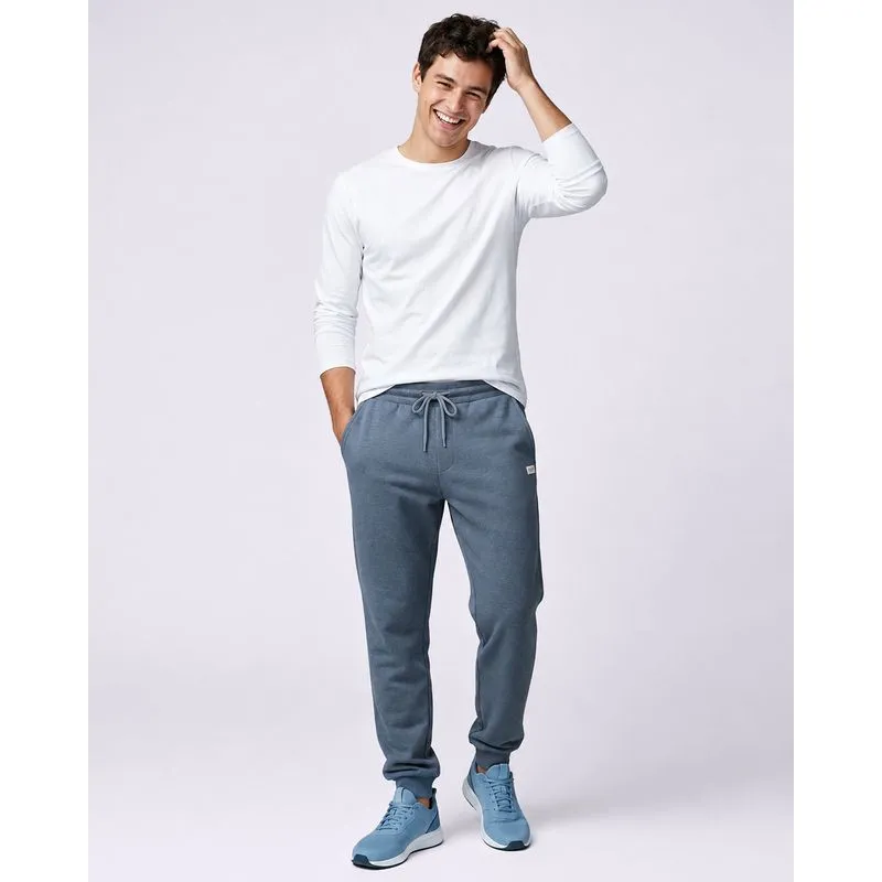 Calca Moletom Masculino Jogger com Bolsos Azul PP