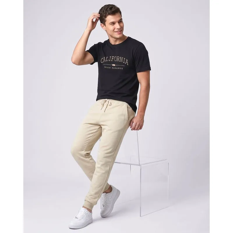 Calça Moletom Masculina Jogger com Bolsos Bege PP