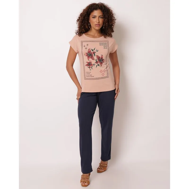 Calça Feminina Reta Viscose Marinho GG