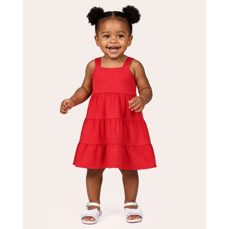 Vestido Sarja Bebê Curto Três Marias Vermelho 3