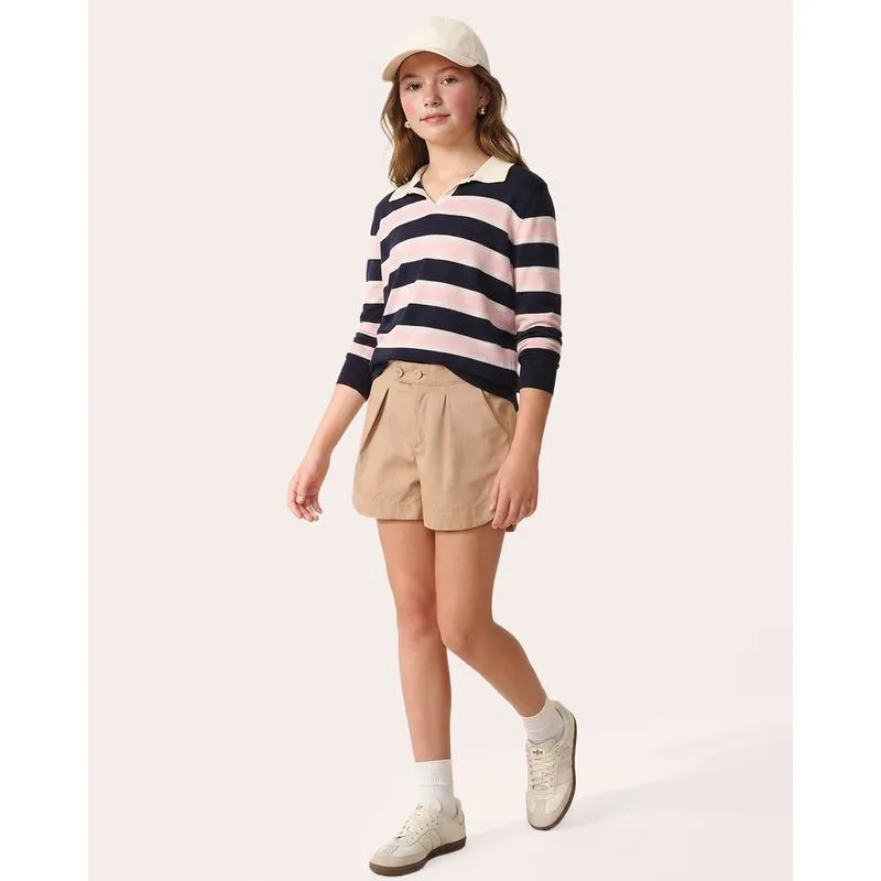 Short Alfaiataria Juvenil Algodão com Bolsos Bege 4
