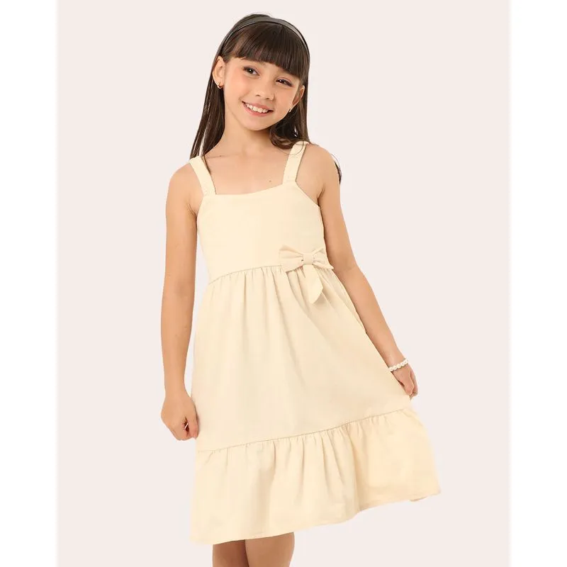 Vestido Sarja Infantil com Babados Laço Amarelo 6