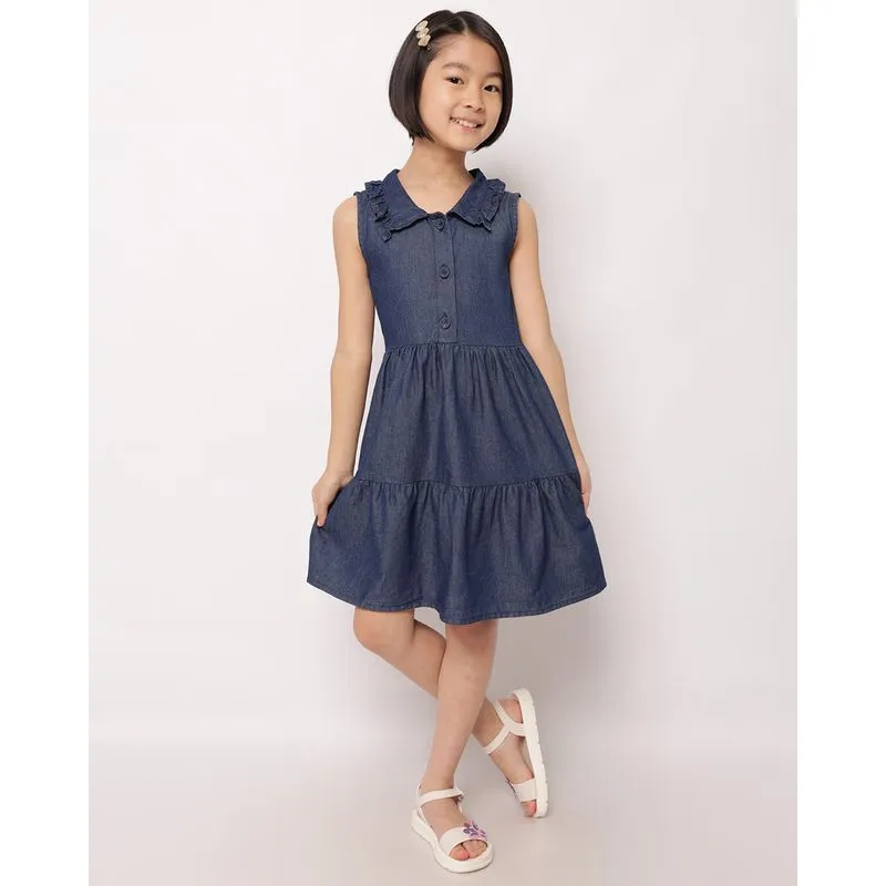 Vestido Jeans Infantil Curto Três Marias Azul 4