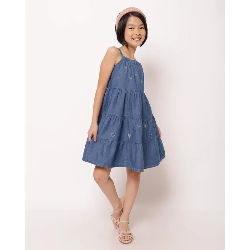 Vestido Jeans Infantil Três Marias com Bordado Azul 4