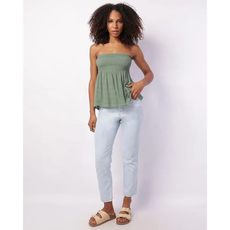 Calça Jeans Feminina Mom com Bolsos Azul 36