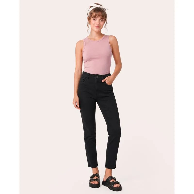 Calça Jeans Feminina Mom Preta 36