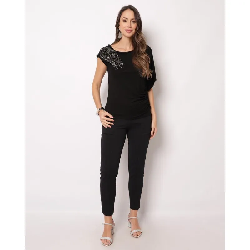 Calça Feminina Skinny Crepe com Bolso Preta M