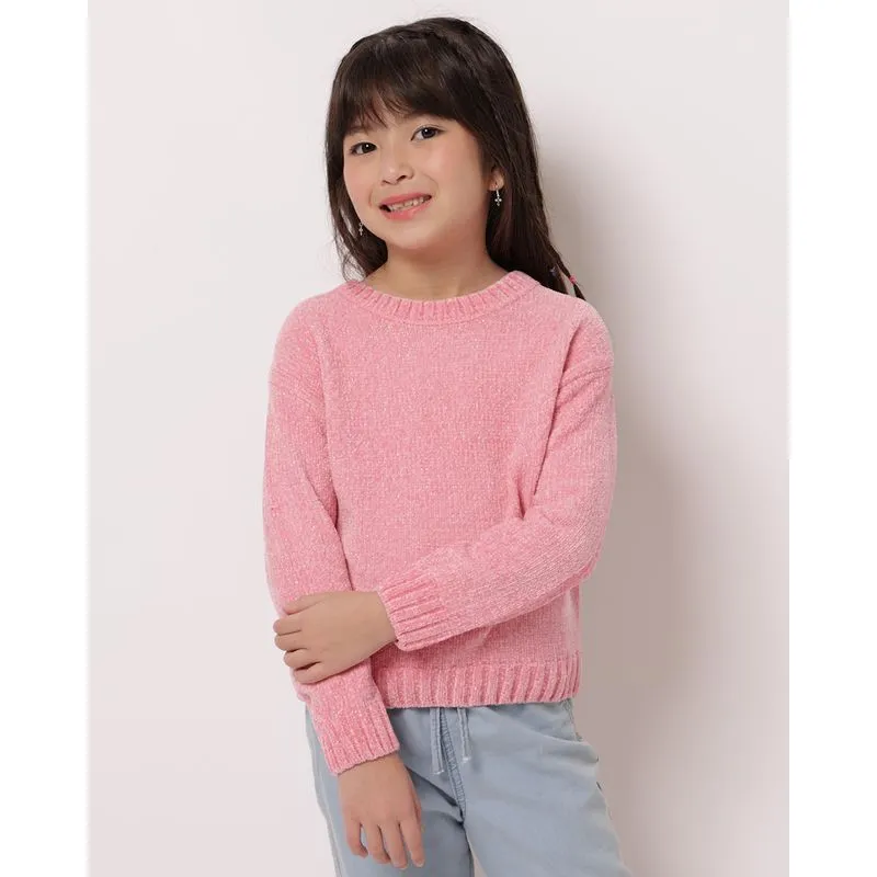 Suéter Tricô Infantil Chenille com Lurex Rosa 6