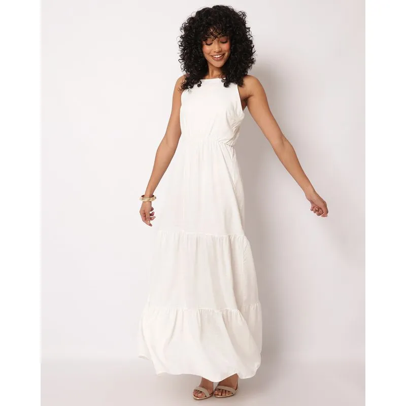 Vestido Feminino Longo Viscose Três Marias Listrado Off White M